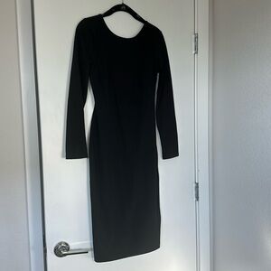 Lulus long sleeve black dress open back